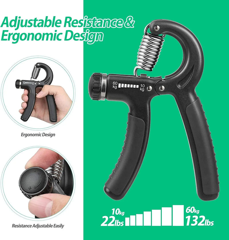 Grip Strength Trainer, Hand Grip Strengthener, Adjustable Resistance 22-132Lbs (10-60Kg), Forearm Strengthener, Perfect for Musicians Athletes - Puck's