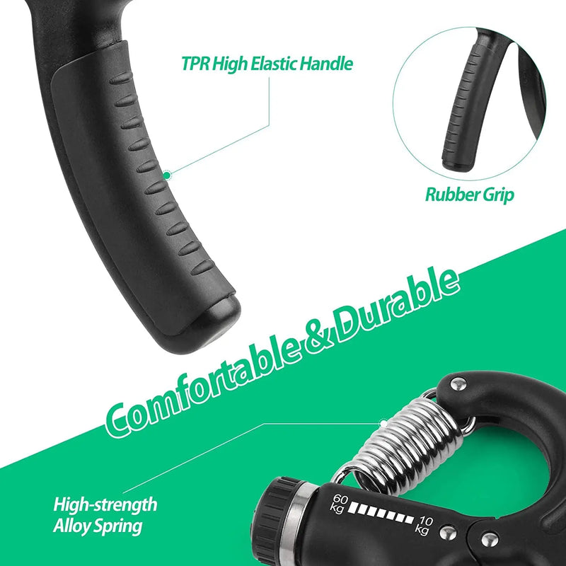 Grip Strength Trainer, Hand Grip Strengthener, Adjustable Resistance 22-132Lbs (10-60Kg), Forearm Strengthener, Perfect for Musicians Athletes - Puck's
