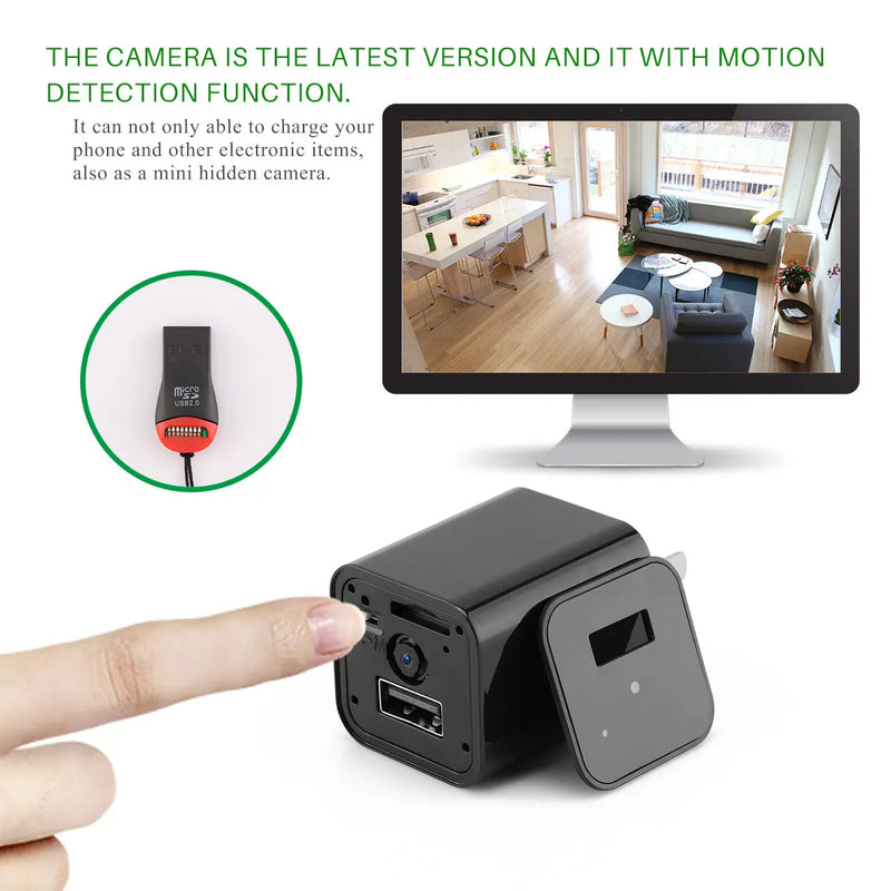 HD 1080P Hidden Camera USB Charger Home Security - Puck's
