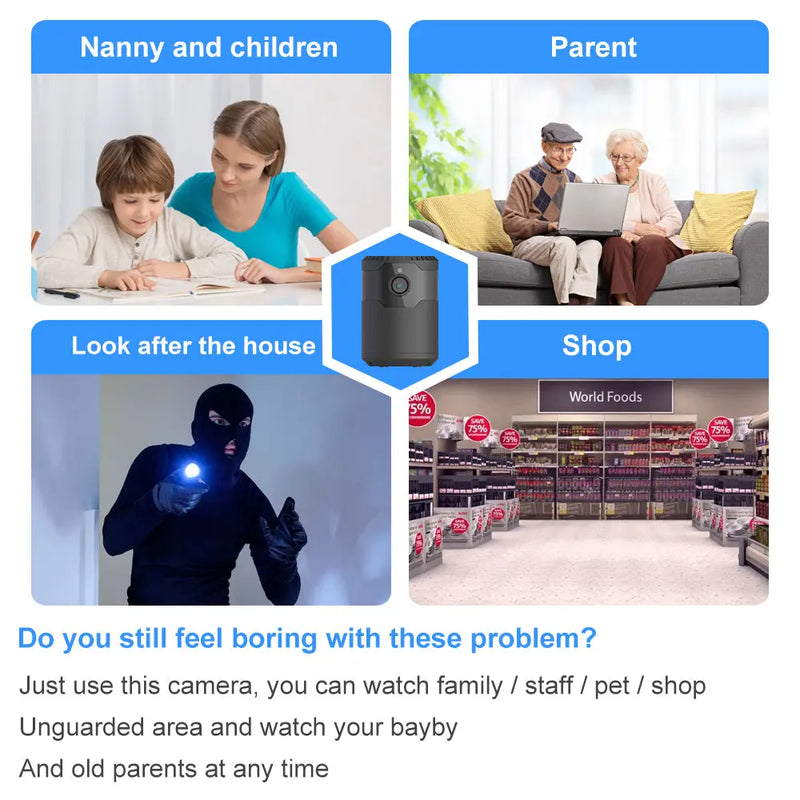 HD 2MP 1080P Wireless Mini Wifi Camera Night Vision Ip Camera - Puck's