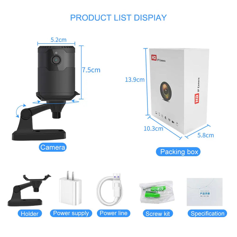 HD 2MP 1080P Wireless Mini Wifi Camera Night Vision Ip Camera - Puck's