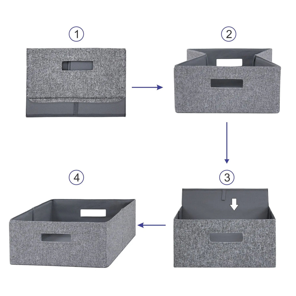 Half-Size Fabric Storage Bin, 2 Pack, Gray - Puck's