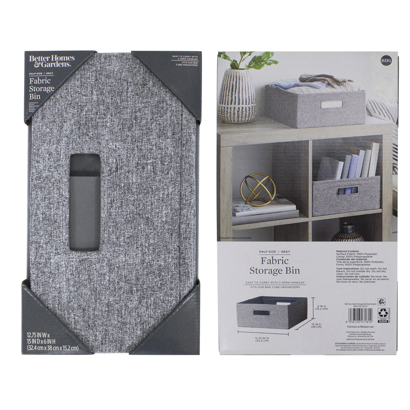 Half-Size Fabric Storage Bin, Gray - Puck's