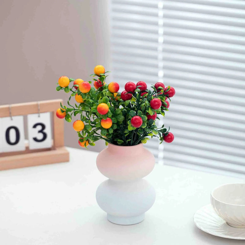 Handmade Ceramic Gradient Vase, Dopamine Geometric Matte Flower - Puck's