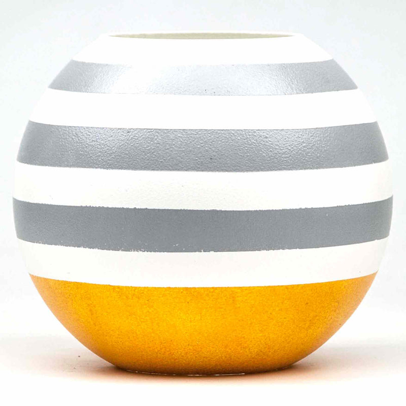 Handpainted Glass Vase for Flowers | Painted Art Glass Round Yellow - Puck's