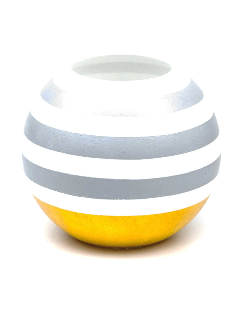 Handpainted Glass Vase for Flowers | Painted Art Glass Round Yellow - Puck's