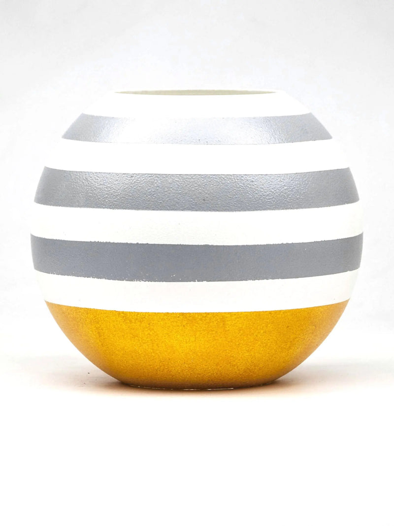 Handpainted Glass Vase for Flowers | Painted Art Glass Round Yellow - Puck's