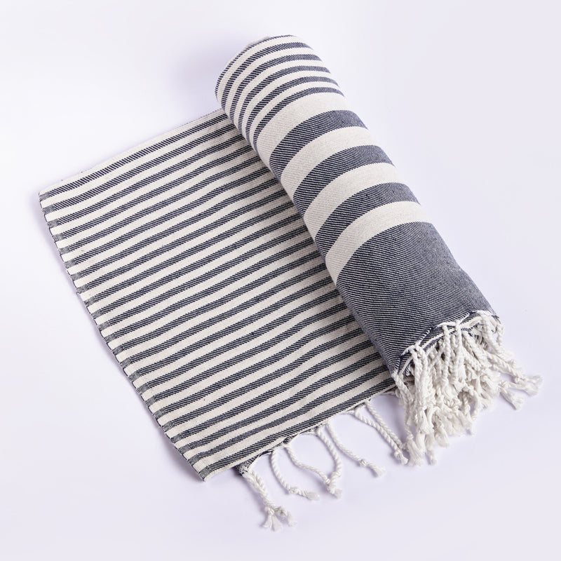 Fethiye Striped Blanket Throw - Blue - Puck's