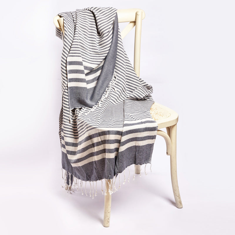 Fethiye Striped Blanket Throw - Blue - Puck's