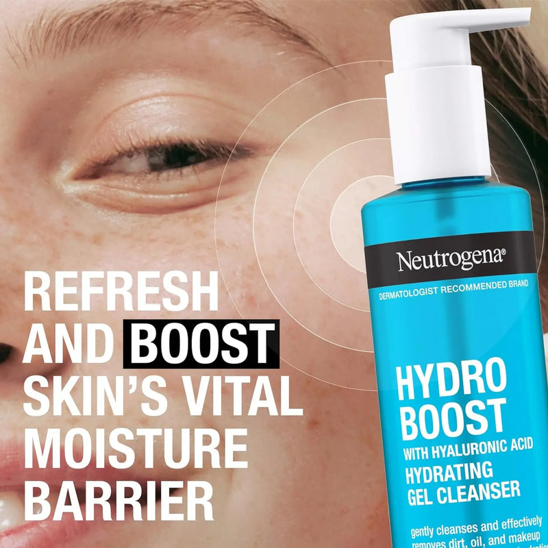 Hydro Boost Facial Cleansing Gel, Hydrating Gentle Face Cleanser and Makeup Remover with Hyaluronic Acid, Hypoallergenic Formula, 7.8 FL OZ - Puck's