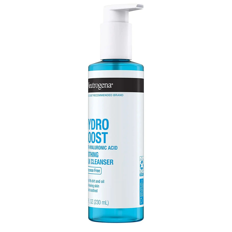 Hydro Boost Soothing Milk Facial Cleanser with Hyaluronic Acid, Hydrating Face Wash Gently Lifts Dirt & Oil Leaving Soft Soothed Skin, Hypoallergenic, Fragrance-Free, 7.8 Fl. Oz - Puck's
