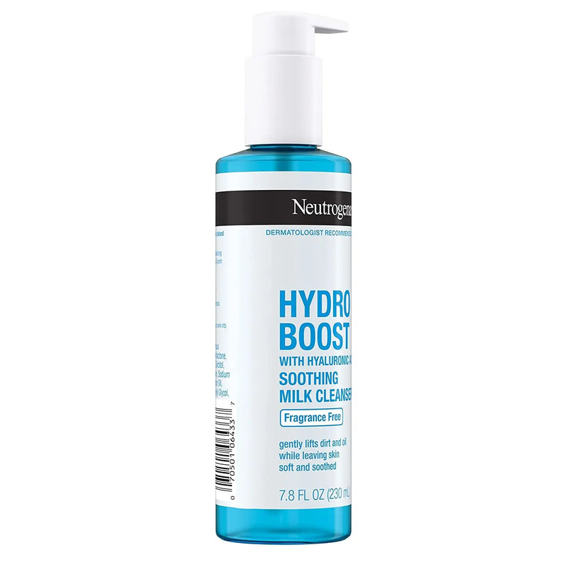 Hydro Boost Soothing Milk Facial Cleanser with Hyaluronic Acid, Hydrating Face Wash Gently Lifts Dirt & Oil Leaving Soft Soothed Skin, Hypoallergenic, Fragrance-Free, 7.8 Fl. Oz - Puck's