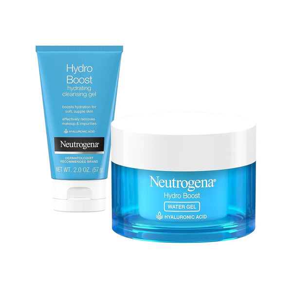 Hydro Boost Water Gel Daily Facial Moisturizer with Hyaluronic Acid, 1.7 Fl. Oz, Hydro Boost Hydrating Facial Cleansing Gel with Hyaluronic Acid, 2 Oz, Travel Size - Puck's