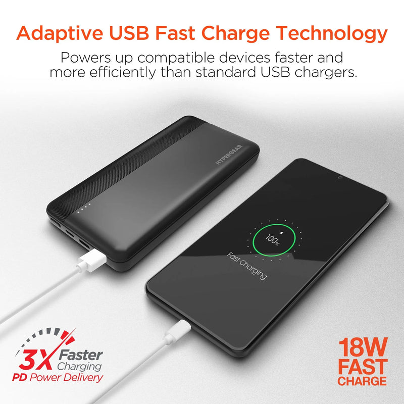 Hypergear 10000mAh 20W PD + USB Power Bank Black (15457-HYP) - Puck's