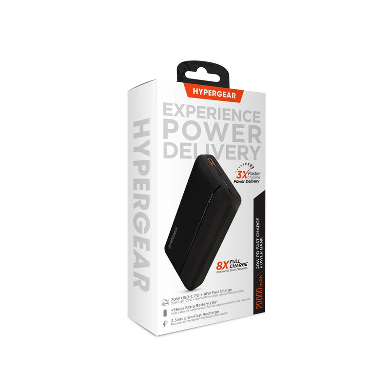 Hypergear 20000mAh 20W PD + USB Power Bank Black (15458-HYP) - Puck's