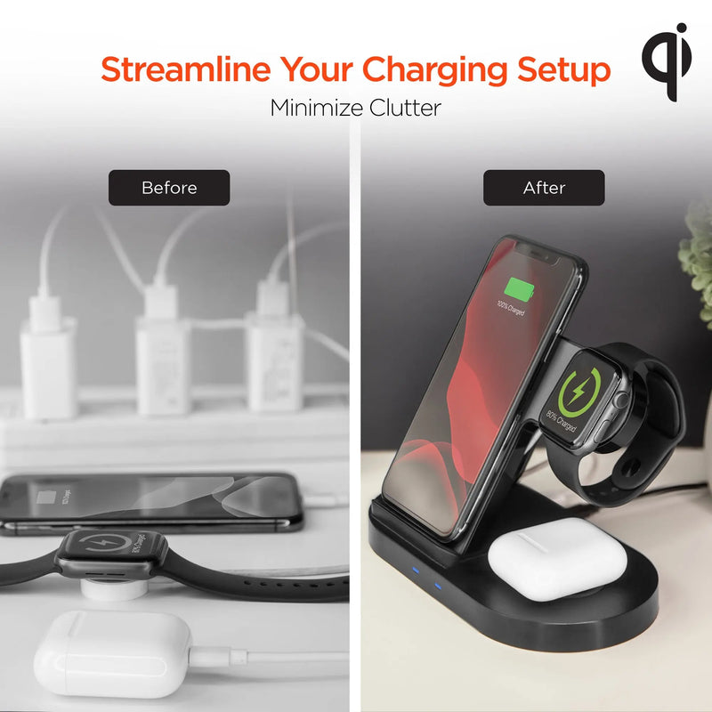 Hypergear 3-in-1 Wireless Charging Dock Black (15328-HYP) - Puck's