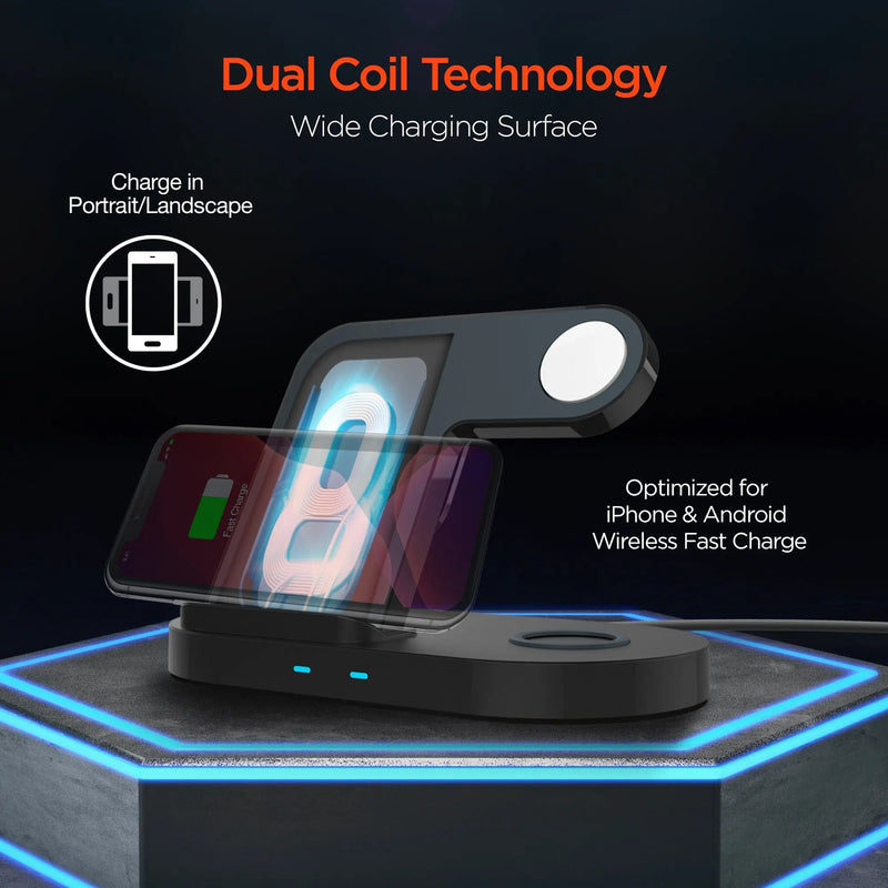 Hypergear 3-in-1 Wireless Charging Dock Black (15328-HYP) - Puck's