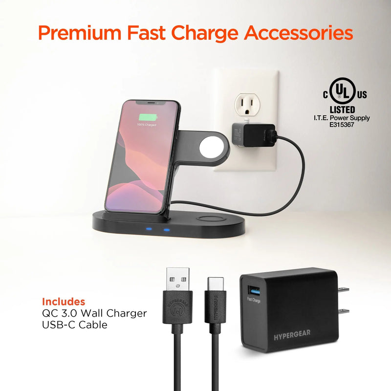 Hypergear 3-in-1 Wireless Charging Dock Black (15328-HYP) - Puck's