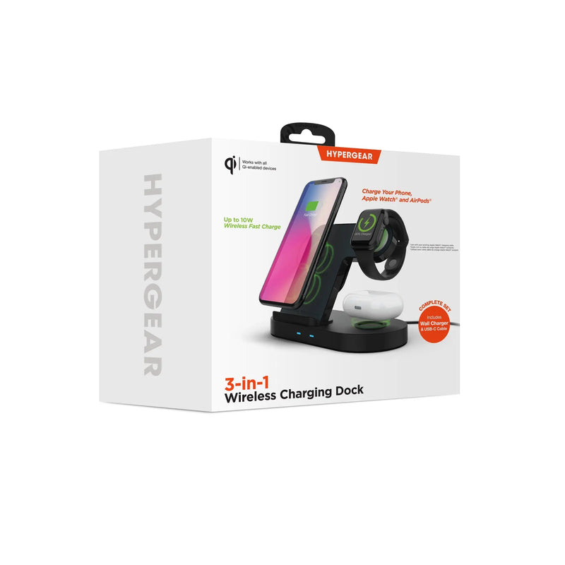 Hypergear 3-in-1 Wireless Charging Dock Black (15328-HYP) - Puck's