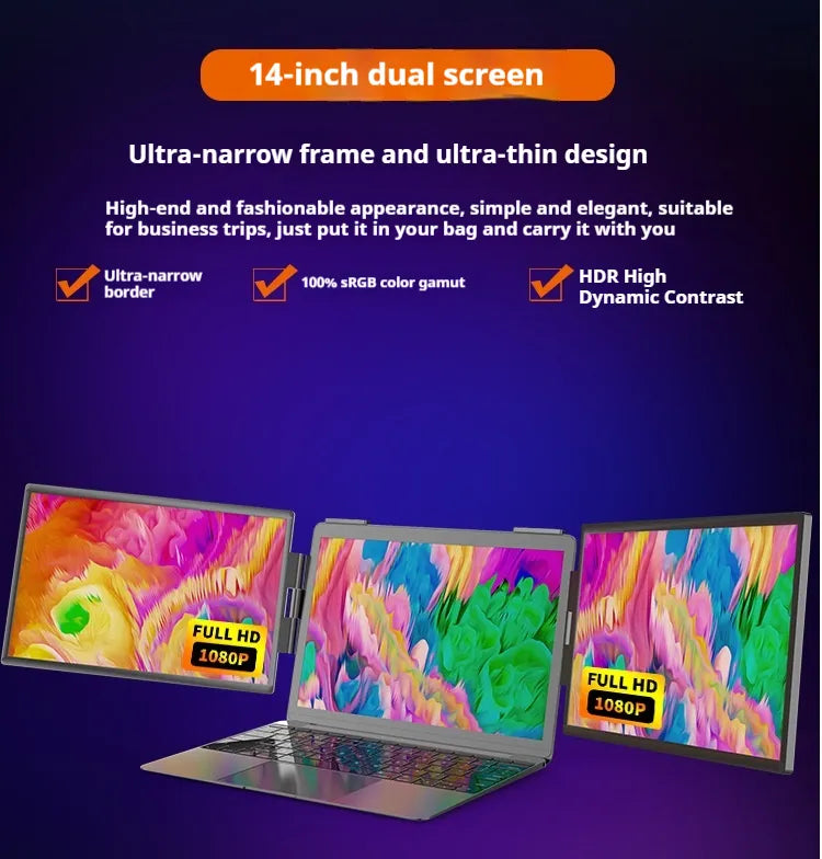 14-inch draagbare monitor met twee schermen - Puck's