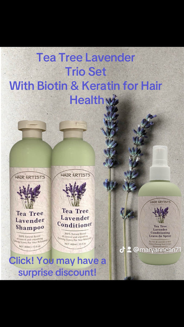 Tea Tree Lavender trio, shampoo, conditioner, and leave in conditioner - Puck's