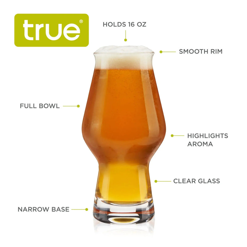 IPA Glasses, Beer Pint Glasses, Craft Beer Glassware, IPA Glass Set, Set of 4, 16 Ounce Capacity, for Stouts, Pilsners, Ipas - Puck's