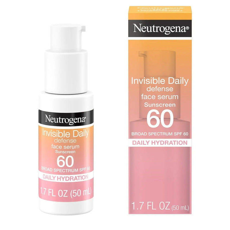 Invisible Daily Defense Face Sunscreen + Hydrating Serum with Broad Spectrum SPF 60 & Antioxidants to Help Skin Glow, Oil-Free, Fragrance Free, 1.7 Fl. Oz - Puck's