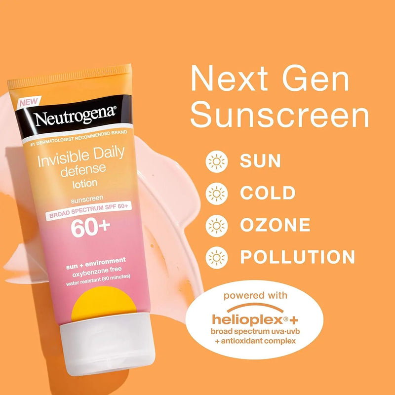 Invisible Daily Sunscreen Lotion, Broad Spectrum SPF 60+, Oxybenzone-Free & Water-Resistant, Sun or Environmental Aggressor Protection, Antioxidant, 3 Fl Oz (Pack of 1) - Puck's