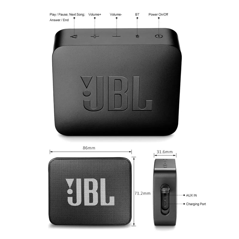 JBL GO 2 Wireless Bluetooth Speaker IPX7 Waterproof With Mic - Puck's
