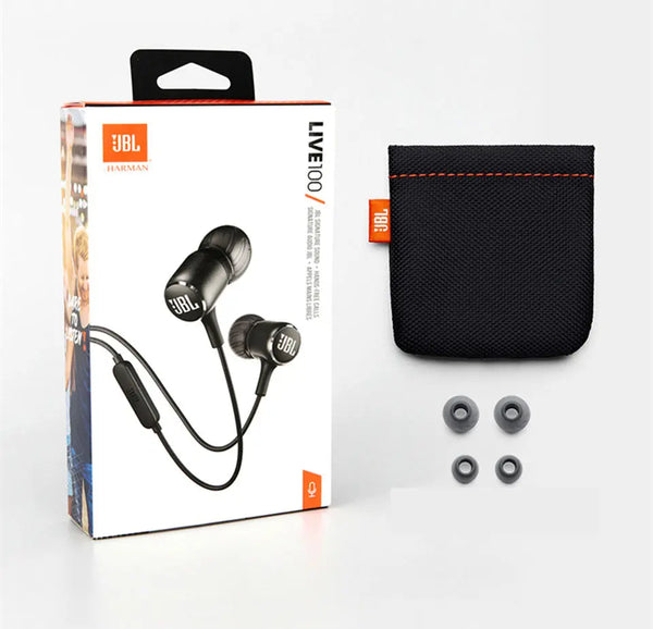 JBL LIVE100 3.5mm Wired Earphones Stereo Sound Line Control - Puck's