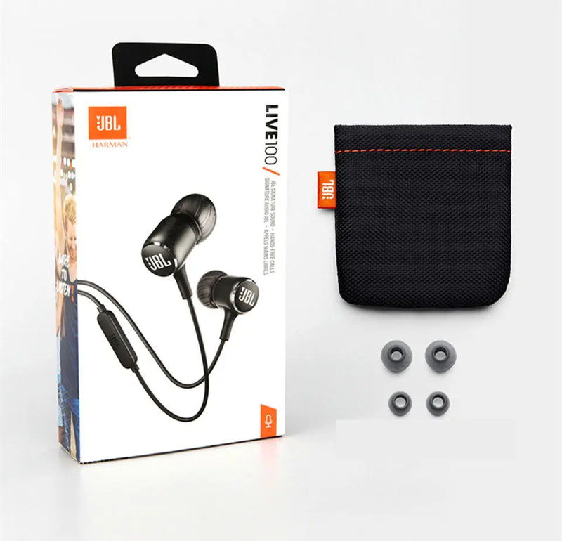 JBL LIVE100 3.5mm Wired Earphones Stereo Sound Line Control - Puck's