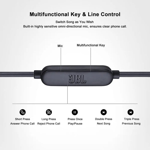 JBL LIVE100 3.5mm Wired Earphones Stereo Sound Line Control - Puck's