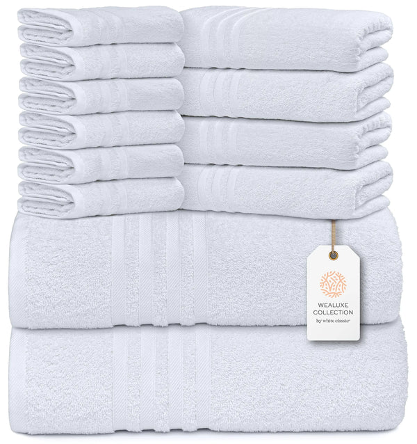 12 Pcs Bath Towel Set for Bathroom 100% Cotton Soft and Plush Highly Absorbent - Puck's