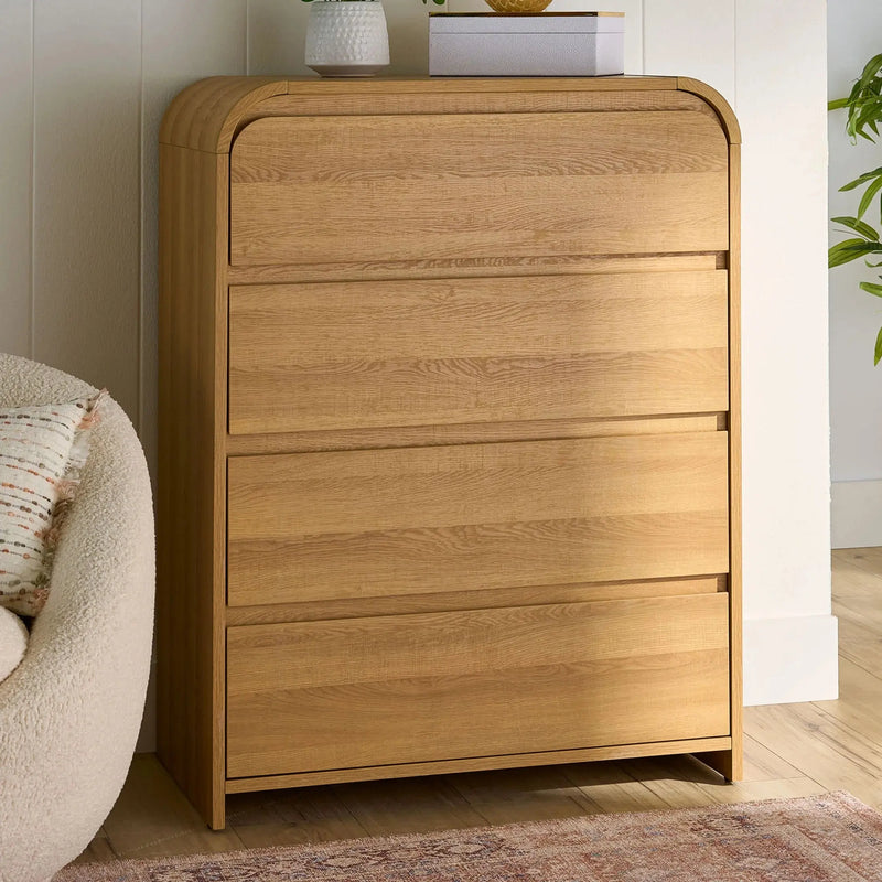 Juliet 4 Drawer Dresser, Light Honey Finish - Puck's