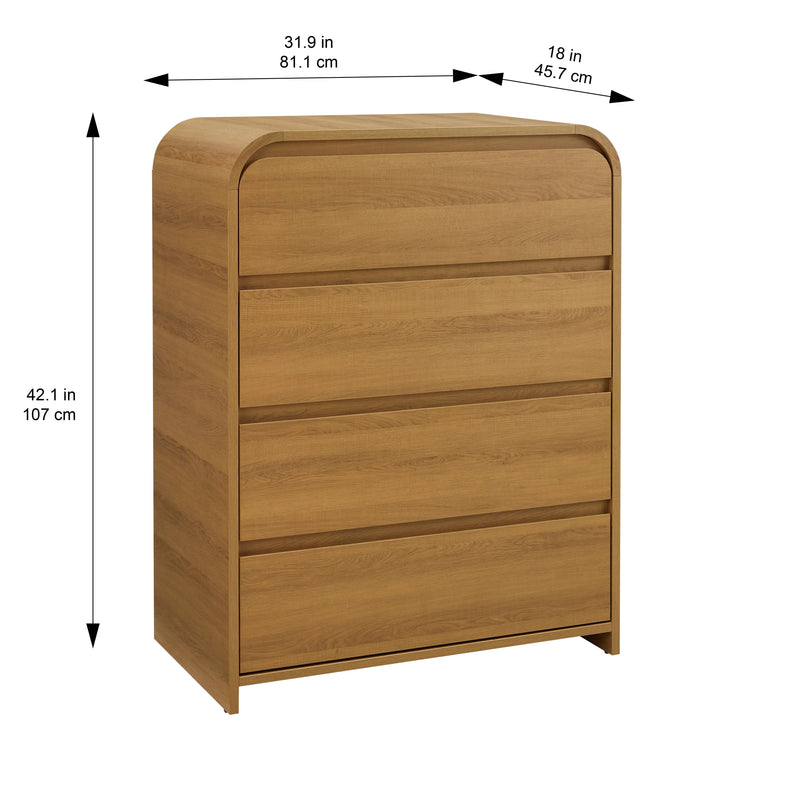 Juliet 4 Drawer Dresser, Light Honey Finish - Puck's