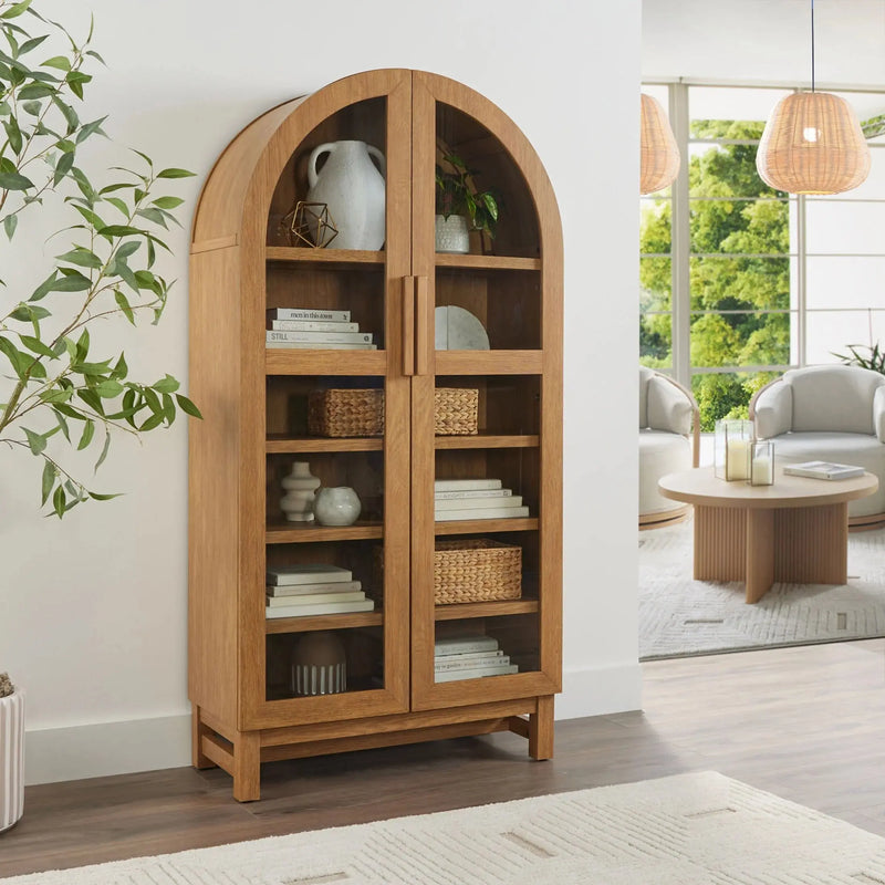 Juliet Arch Cabinet, Light Honey Finish - Puck's