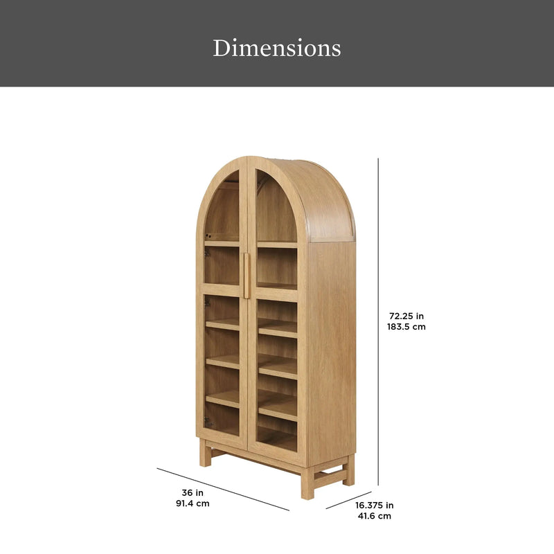 Juliet Arch Cabinet, Light Honey Finish - Puck's