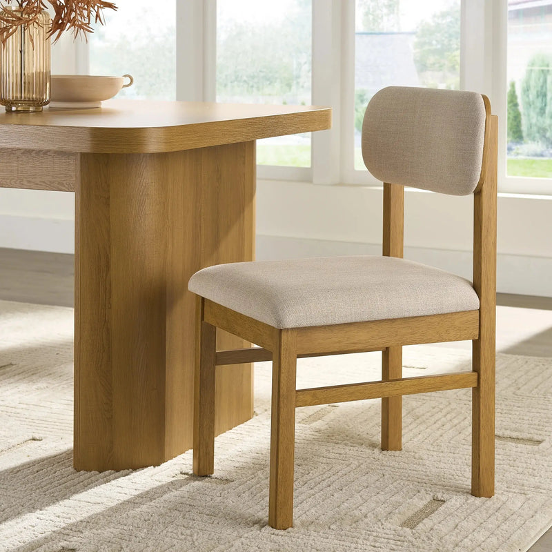 Juliet Dining Chairs 2 Pack, Light Honey Finish and Cream - Puck's