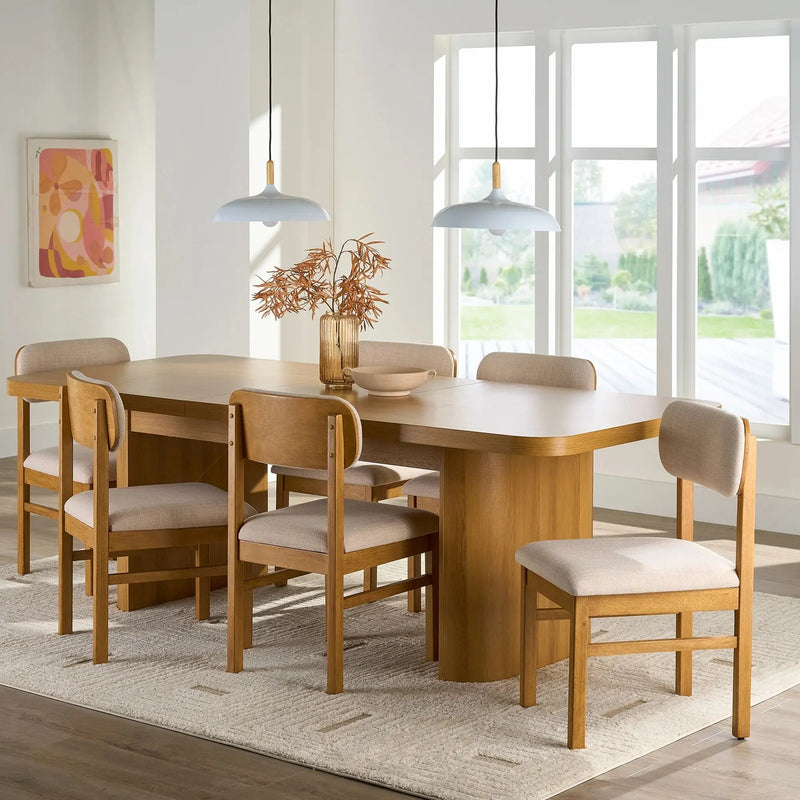 Juliet Dining Chairs 2 Pack, Light Honey Finish and Cream - Puck's
