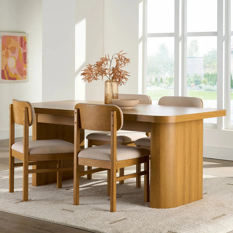 Juliet Dining Chairs 2 Pack, Light Honey Finish and Cream - Puck's