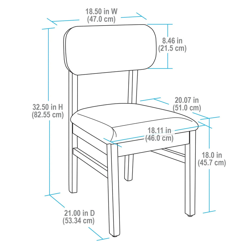 Juliet Dining Chairs 2 Pack, Light Honey Finish and Cream - Puck's
