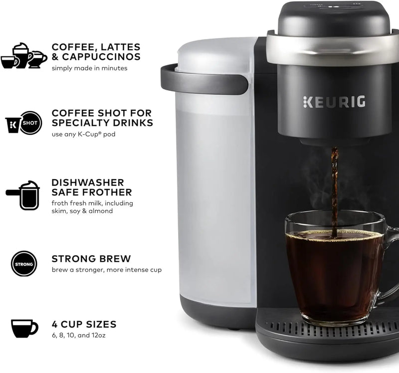 K-Cafe K-Duo Single Serve Coffee, Latte and Cappuccino Maker, Dark Charcoal - Puck's