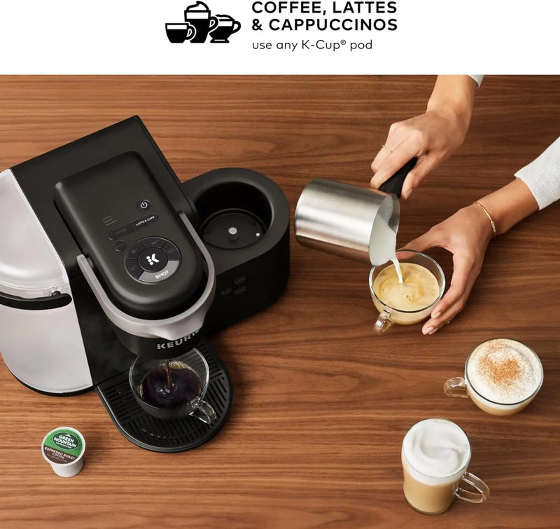 K-Cafe K-Duo Single Serve Coffee, Latte and Cappuccino Maker, Dark Charcoal - Puck's