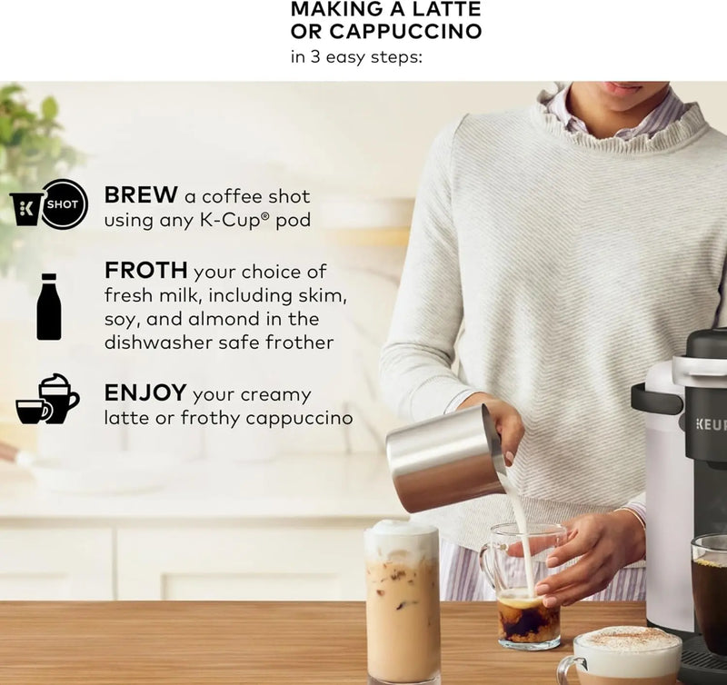 K-Cafe K-Duo Single Serve Coffee, Latte and Cappuccino Maker, Dark Charcoal - Puck's