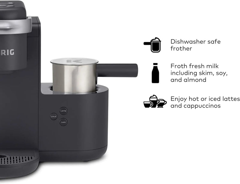 K-Cafe K-Duo Single Serve Coffee, Latte and Cappuccino Maker, Dark Charcoal - Puck's