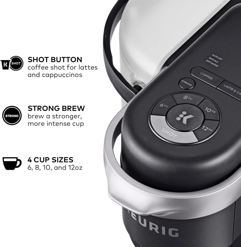 K-Cafe K-Duo Single Serve Coffee, Latte and Cappuccino Maker, Dark Charcoal - Puck's