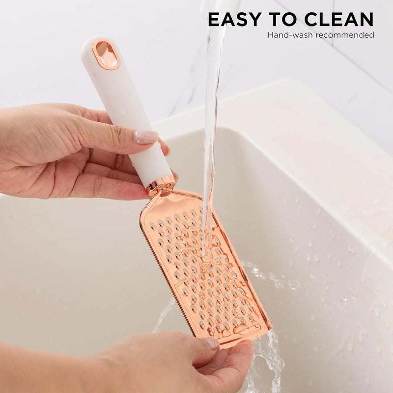 Kitchen Gadget Set Stainless Steel Utensils with Soft Touch Handles, Copper White, 7 Pieces - Puck's