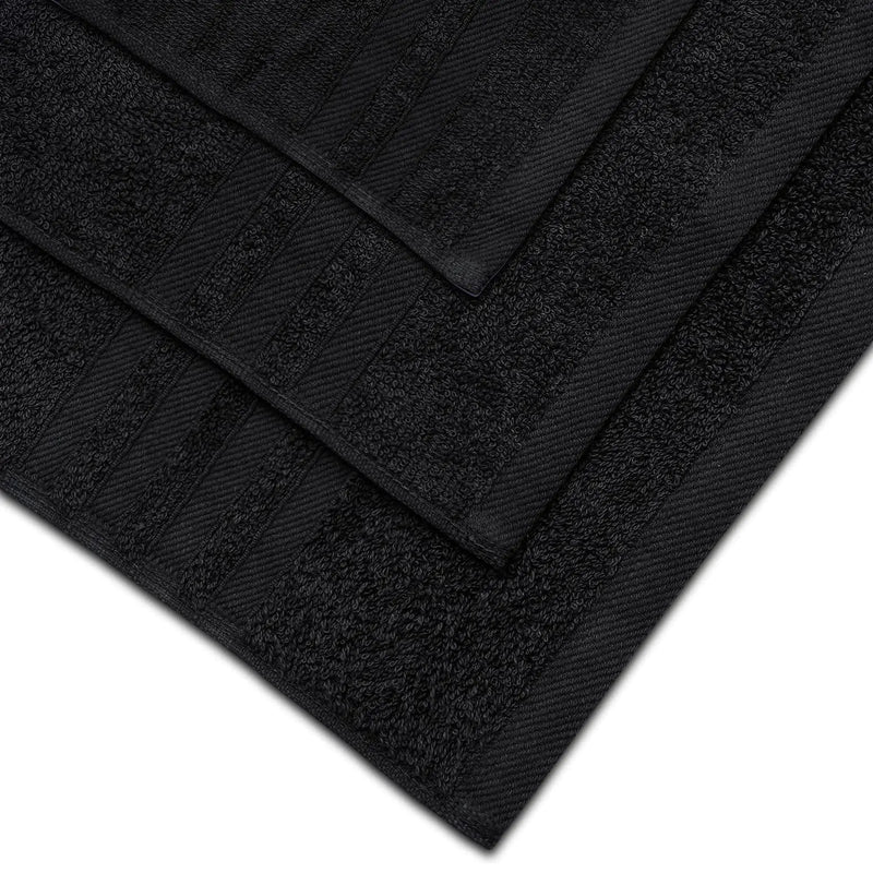 12 Pcs Bath Towel Set for Bathroom Wealuxe Collection Black 100% Cotton Soft - Puck's
