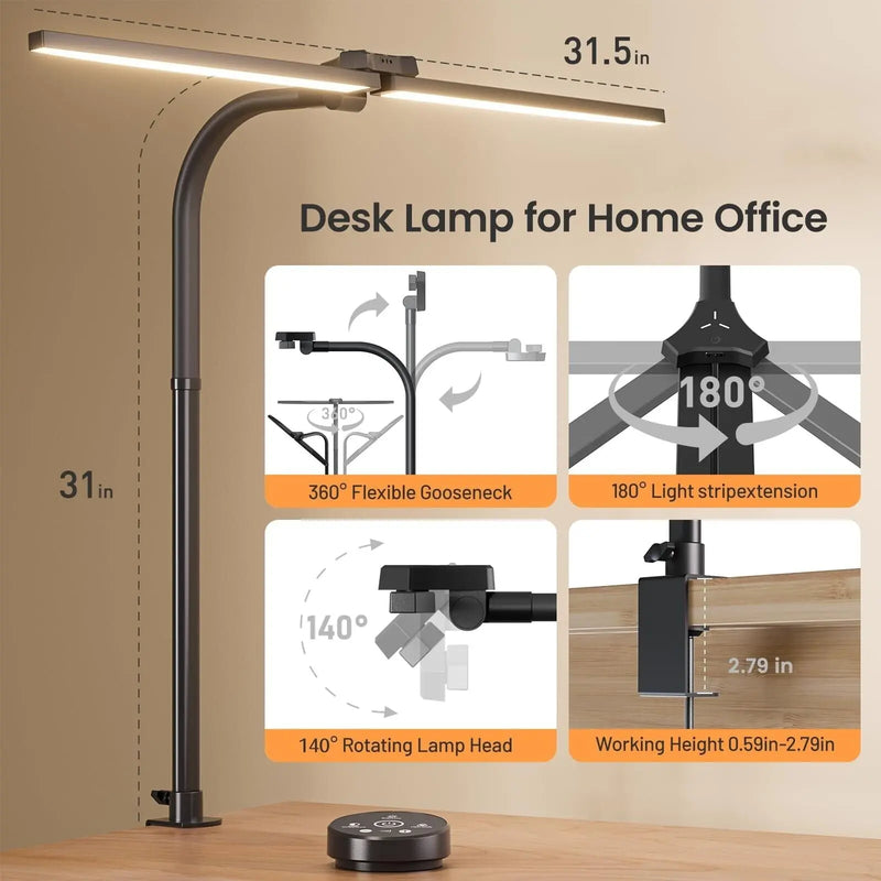 LED Desk Lamp, 24W Bright Architect Desk Lamp for Home Office, Clamp Desk Lig... - Puck's