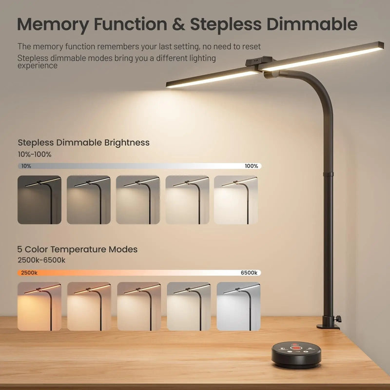 LED Desk Lamp, 24W Bright Architect Desk Lamp for Home Office, Clamp Desk Lig... - Puck's